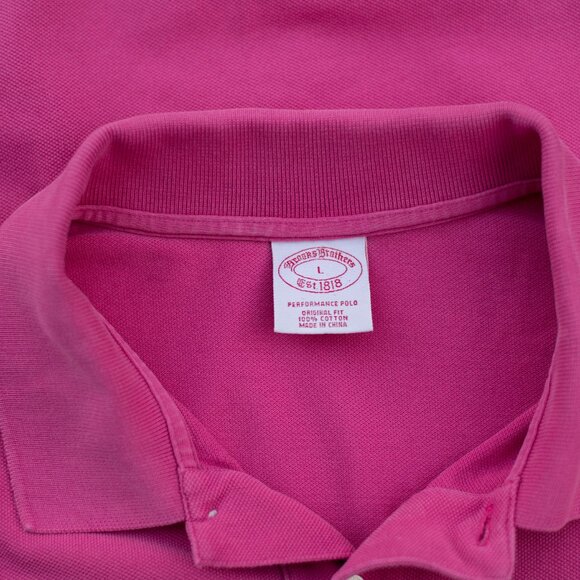 Brooks Brothers Polo Shirt Men's L Pink Performance Knit Cotton Logo Classic Fit - Picture 4 of 6